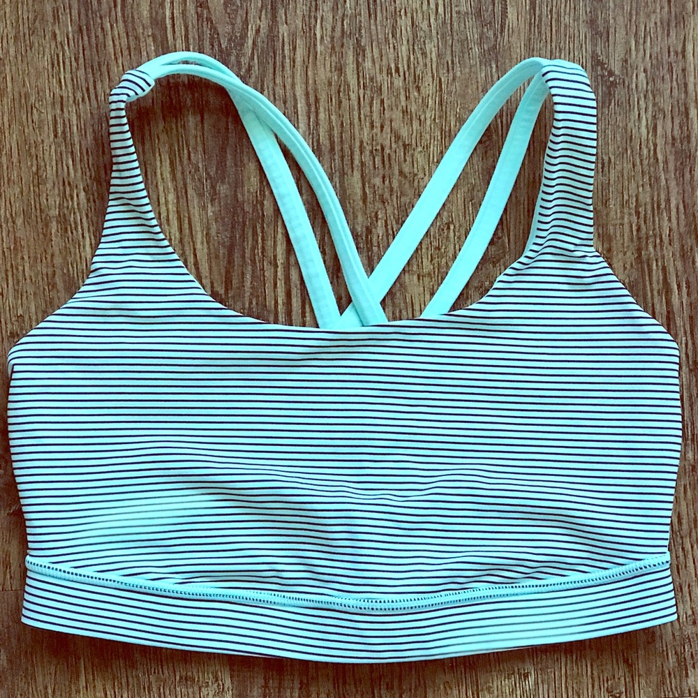 Lululemon Energy Bra Sze 8 Mint green black stripe